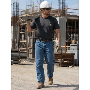 Open Trails Mens Stonewashed Relaxed Fit High Rise‎ Denim Jeans Blue 34x30